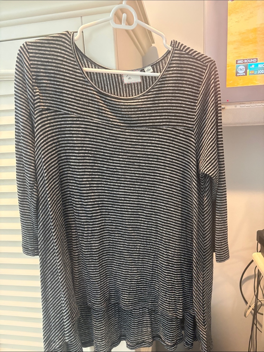 Anthropologie Black and White Striped Long Sleeve Jersey Top